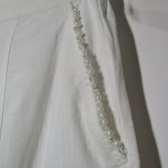 Wildfox Odessa NWT M LINEN BLEND Tailored Shorts Coastal White Cuffed Resort - Picture 3 of 11